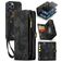 CaseMe 008 iPhone 12 Pro Max Etui z klapką 2w1 z odpinanymi pleckami typu portfel - Czarny