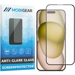 Mobigear Premium iPhone 15 Panssarilasi Näytönsuoja Heijastamaton - Suojakuoren kanssa yhteensopiva - Musta