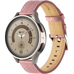 Mobigear Stitched Leather Smartwatch Strap Buckle closure - 22 mm - Pink