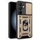 Mobigear Armor Ring Cam Slide Samsung Galaxy S24 FE Hårdt Bagsidecover Stødsikkert med ringholder og Camera Slider - Guld