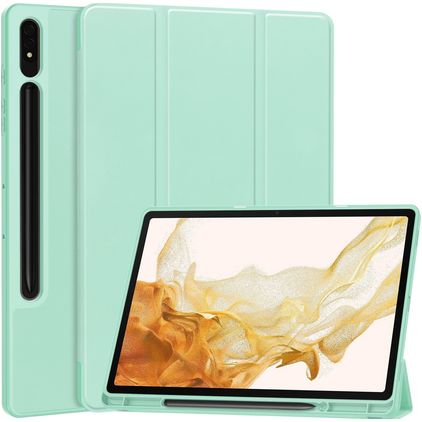 Mobigear Tri-Fold Gel Samsung Galaxy Tab S9 Plus TPU / Cuero sintético Funda tipo libro + Portalápices - Turquesa