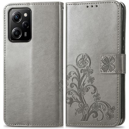 Mobigear Clover POCO X5 Pro Funda tipo libro Cartera - Gris