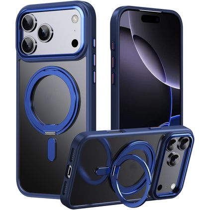 Mobigear Frosted Mag iPhone 17 Pro MagSafe Funda Plástico rígido Carcasa con soporte - Azul