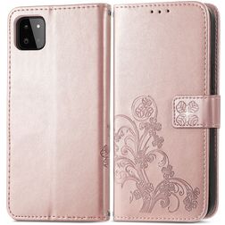 Mobigear Clover Samsung Galaxy A22 5G Capa livro Carteira - Rosa dourado