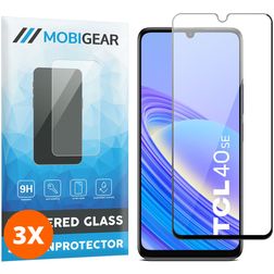 Mobigear Premium TCL 40 SE Vidro temperado Película de ecrã - Compatível com capas - Preto (Pack de 3)