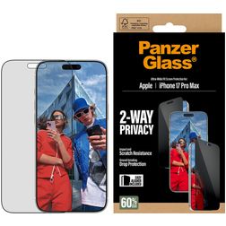 PanzerGlass Ultra-Wide Fit iPhone 17 Pro Max Cristal templado Protector de pantalla Antiespía - Compatible con fundas + Marco de instalación - Negro