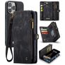 CaseMe 008 iPhone 16 Pro Max Capa livro 2 em 1 com capa traseira amovível Carteira - Preto