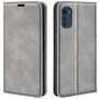 Mobigear Retro Slim Motorola Moto E32 Funda tipo libro Cartera - Gris