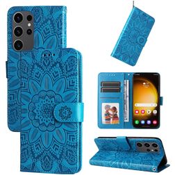 Mobigear Sunflower Samsung Galaxy S24 Ultra Knížkové pouzdro Peněženka - Modrá