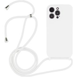 Mobigear Lanyard iPhone 14 Pro Silicona Funda con cuerda - Blanco