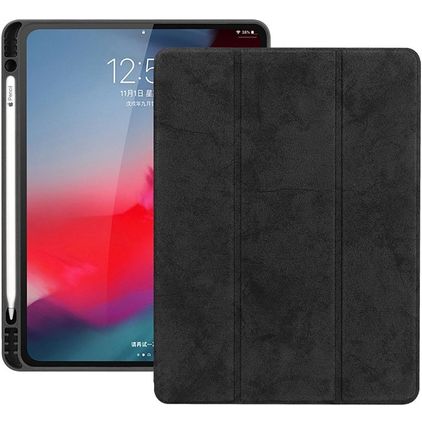 Mobigear Tri-Fold Gel iPad Pro 12,9 tommer (2018) TPU / Kunstlæder Pungetui + Stylus-holder - Sort