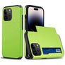 Mobigear Card iPhone 15 Pro Max Hårdt Bagsidecover Stødsikkert med kortholder - Grøn