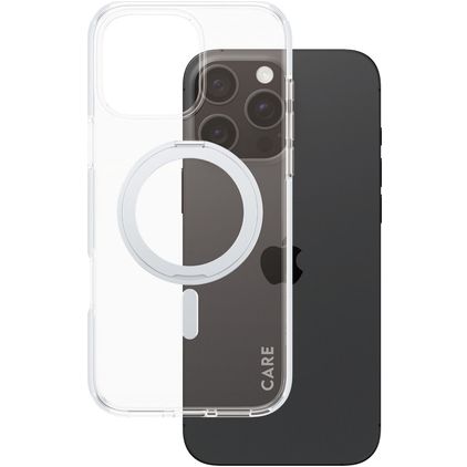 CARE by PanzerGlass Kickstand iPhone 16 Pro Max MagSafe Hard Case Back cover with Stand - Clear / Silver