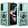 Mobigear Armor Ring Cam Slide Samsung Galaxy Z Fold 7 Fodral Hårdplast Skal Stötsäkert med ringhållare och skjutbart kameraskydd - Grön