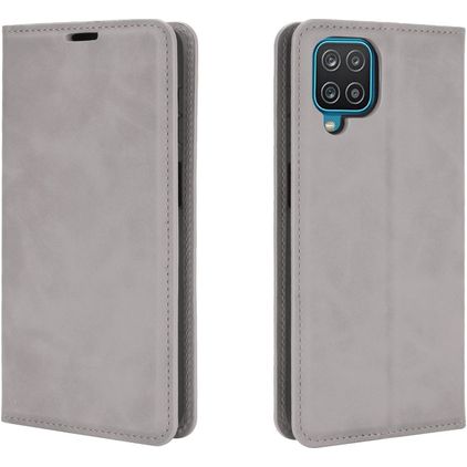 Mobigear Retro Slim Samsung Galaxy A12 Lompakkokotelo + Setelitasku - Harmaa