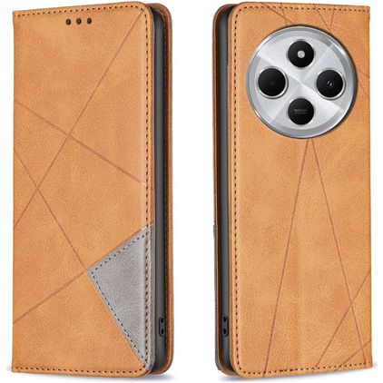 Mobigear Rhombus Slim Xiaomi Redmi 14C Knížkové pouzdro - Koňaková