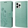 Mobigear Flowers iPhone 14 Pro Wallet case - Green