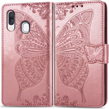 Mobigear Butterfly Samsung Galaxy A40 Capa livro Carteira - Rosa dourado