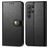 Mobigear Snap Button Samsung Galaxy S25 Ultra Funda tipo libro Cartera - Negro