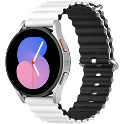 Mobigear Ocean Silicone Smartwatch Strap Buckle closure - 22 mm - Black / White