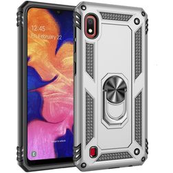 Mobigear Armor Ring Samsung Galaxy A10 Hard Case Back cover Shockproof with Ring Holder - Silver