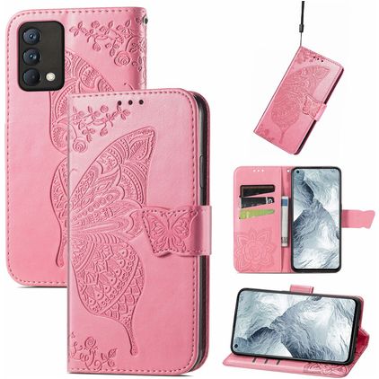Mobigear Butterfly Realme GT Master Edition Etui z klapką typu portfel - Różowy