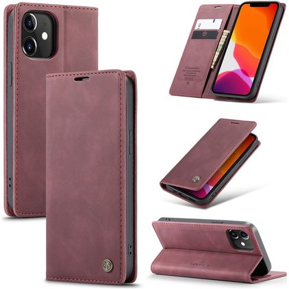CaseMe 013 iPhone 12 Cover a libro portafoglio - Rosso