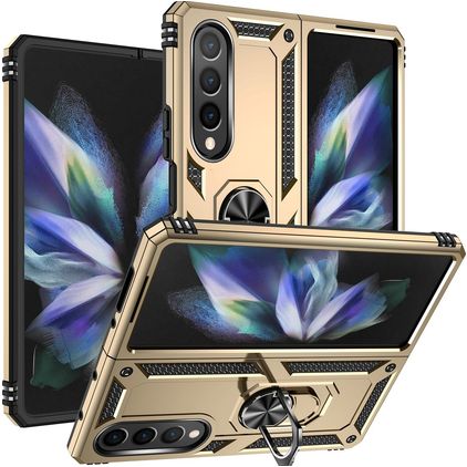 Mobigear Armor Ring Samsung Galaxy Z Fold 4 Funda Plástico rígido Carcasa Antigolpes con anillo - Dorado