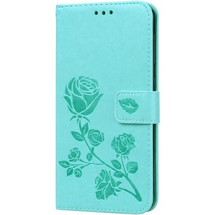 Mobigear Roses Samsung Galaxy A10 Wallet case - Turquoise