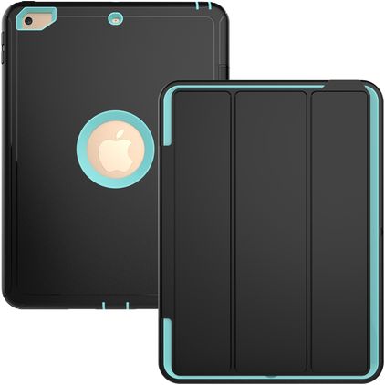 Mobigear Tri-Fold Folio iPad 5 (2017) Case Plastic / TPU Wallet case - Black / Turquoise