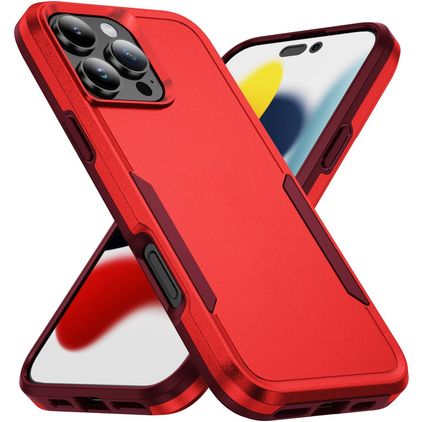 Mobigear Heavy Armor iPhone 16 Pro Max Hårdt Bagsidecover Stødsikkert - Rød