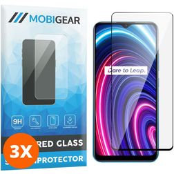 Mobigear Premium Realme C25Y Cristal templado Protector de pantalla - Compatible con fundas - Negro (pack de 3)