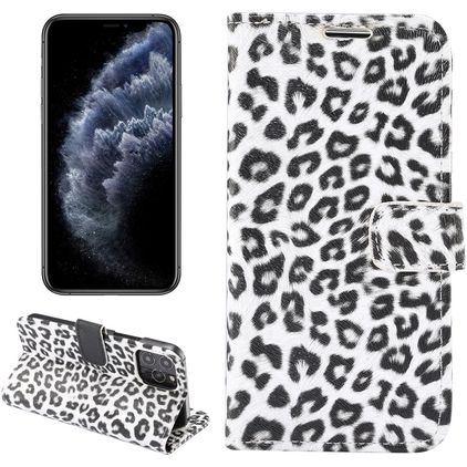 Mobigear Leopard iPhone 13 Lompakkokotelo + Setelitasku - Valkoinen