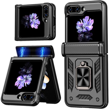 Mobigear Armor ring Samsung Galaxy Z Flip 6 Hårdt Bagsidecover Stødsikkert med ringholder - Sort
