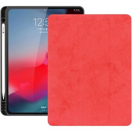 Mobigear Tri-Fold Gel iPad Pro 12,9 polegadas (2018) TPU / Pele sintética Capa livro + Suporte para caneta stylus - Vermelho