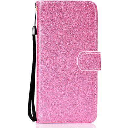 Mobigear Glitter Huawei Y6p Plånboksfodral med sedelfack - Rosa