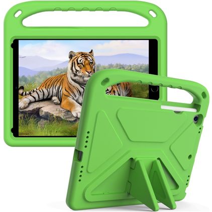 Mobigear AeroArmor iPad 9 (2021) Cover per tablet per bambini con maniglia + Portapenna - Verde