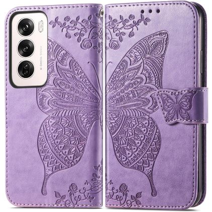 Mobigear Butterfly OPPO Reno 12 Pro Lompakkokotelo + Setelitasku - Violetti