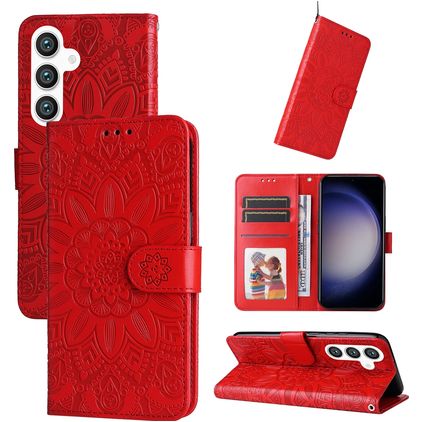 Mobigear Sunflower Samsung Galaxy S24 Funda tipo libro Cartera - Rojo