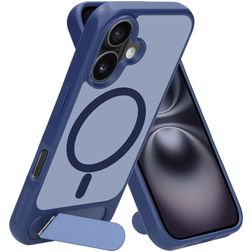 Mobiparts Hardcover iPhone 16 MagSafe Hårdt Bagsidecover med Stander - Satin Blue