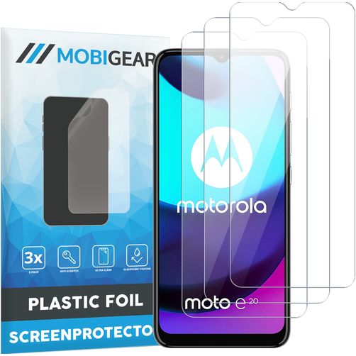 Mobigear Motorola Moto E20 Película de ecrã em plástico - Compatível com capas (Pack de 3)