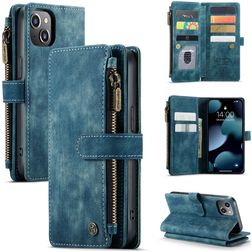 CaseMe C30 iPhone 13 Lompakkokotelo + Setelitasku - Sininen