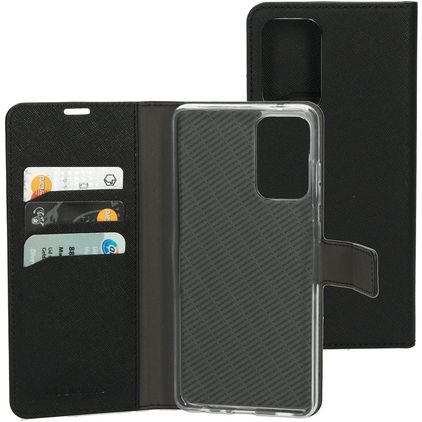 Mobiparts Saffiano Wallet Samsung Galaxy A72 Funda tipo libro Cartera - Negro