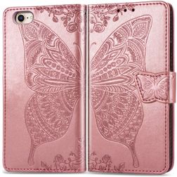 Mobigear Wallet Book Case Butterfly Rose Gold Apple iPhone SE (2020) / 8/7