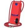 Mobigear Lanyard Card iPhone 17 Silicone Capa com cordão e porta-cartões - Vermelho