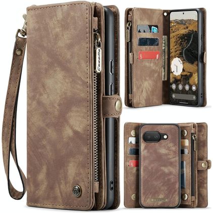 CaseMe 008 Google Pixel 9a Knížkové pouzdro 2v1 s odnímatelným krytem Peněženka - Hnědá