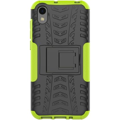 Mobigear Tire HONOR 8S Tvrdý plast Zadní kryt odolný proti nárazům se stojánkem - Černá / Zelená