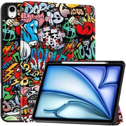 Mobigear Tri-Fold iPad Air 13 polegadas (2024) Capa livro + Suporte para caneta stylus - Graffiti