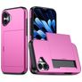 Mobigear Card iPhone 18 Plástico rígido Capa traseira Antichoque com porta-cartões - Rose Red