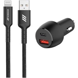 Mobigear Essentials Dual USB / USB-C Car Charger Apple Lightning 1 m Power Delivery 48W - Black